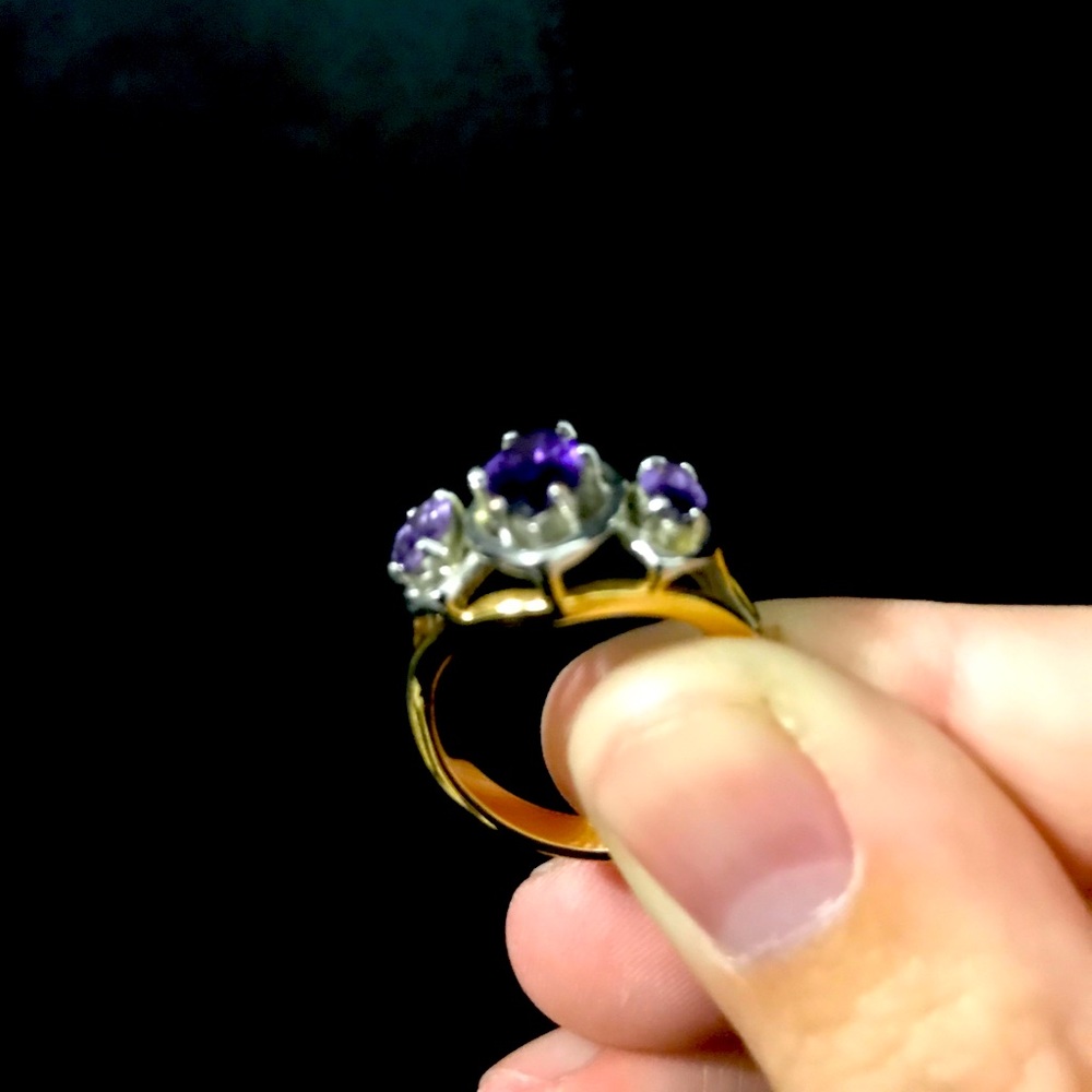 Gold plated sterling silver amethyst ring